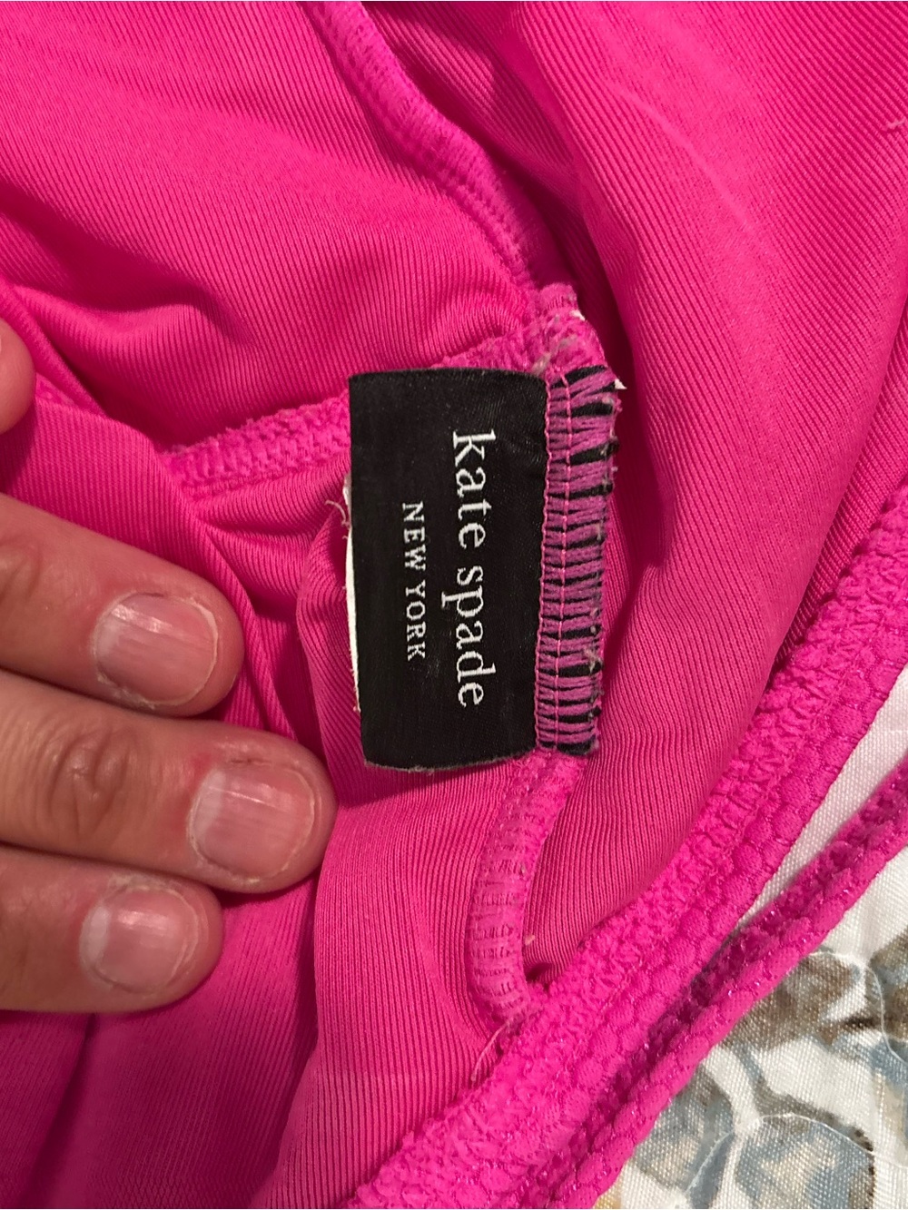 kate spade Hot Pink Scalloped V-Neck One-Piece Swimsuit - Picture 4 of 4